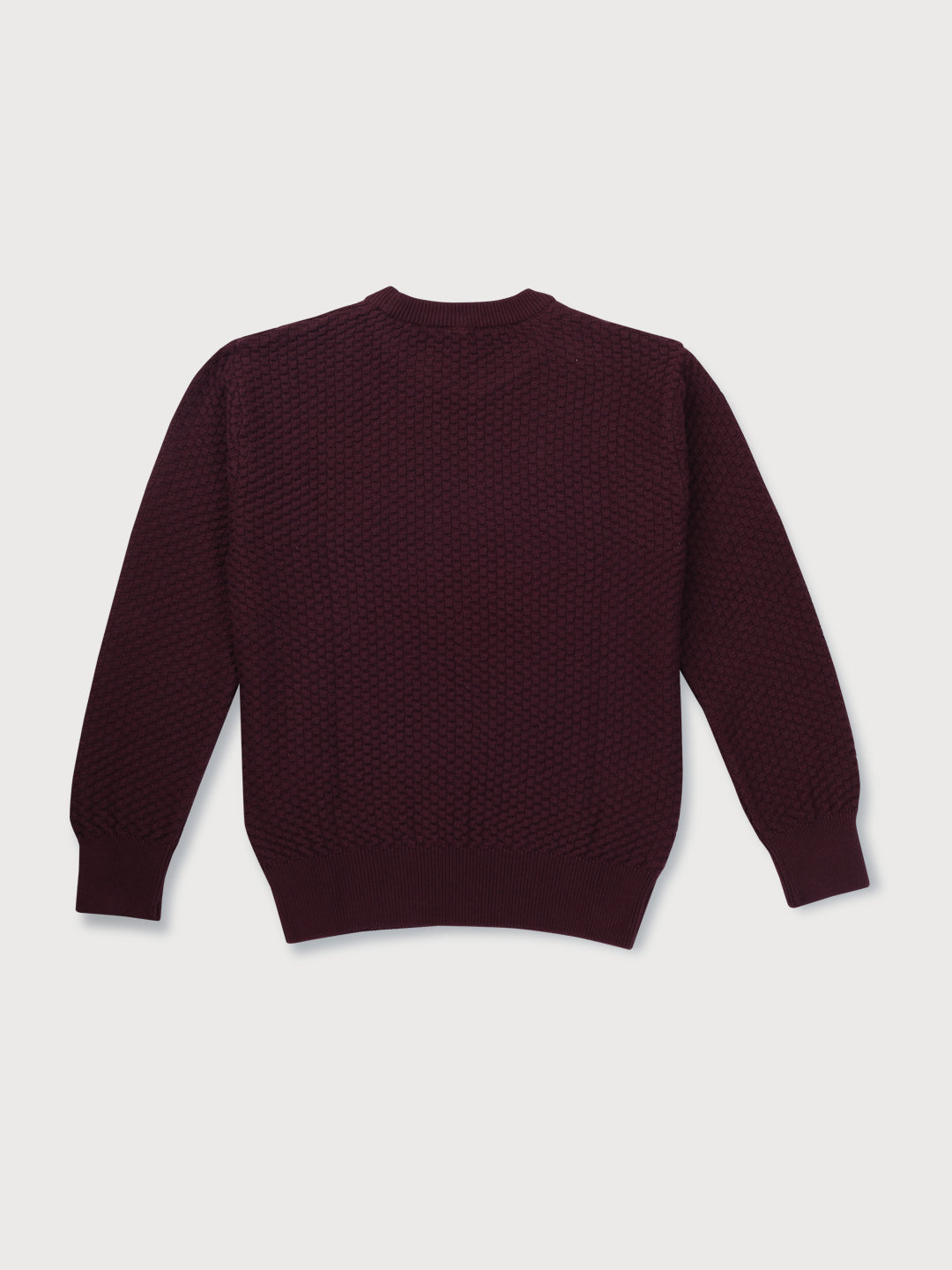 Boys Maroon Solid Woven Sweater