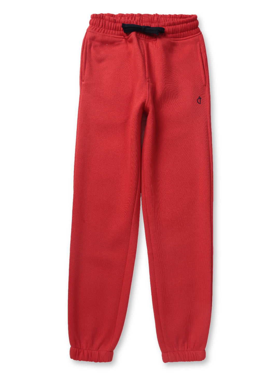 Boys Red Solid Fleece Track Pant