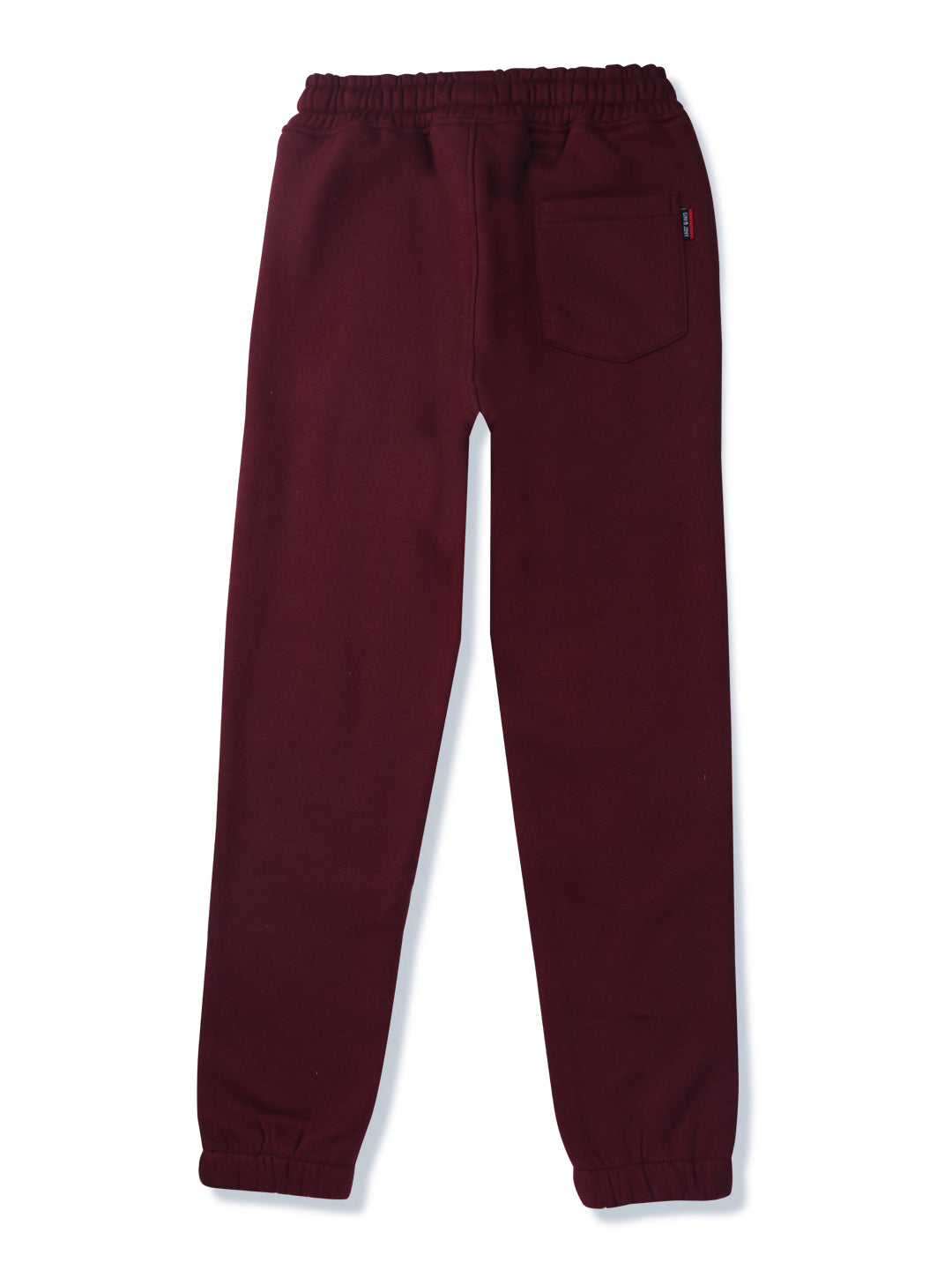 Boys Maroon Solid Cotton Track Pant