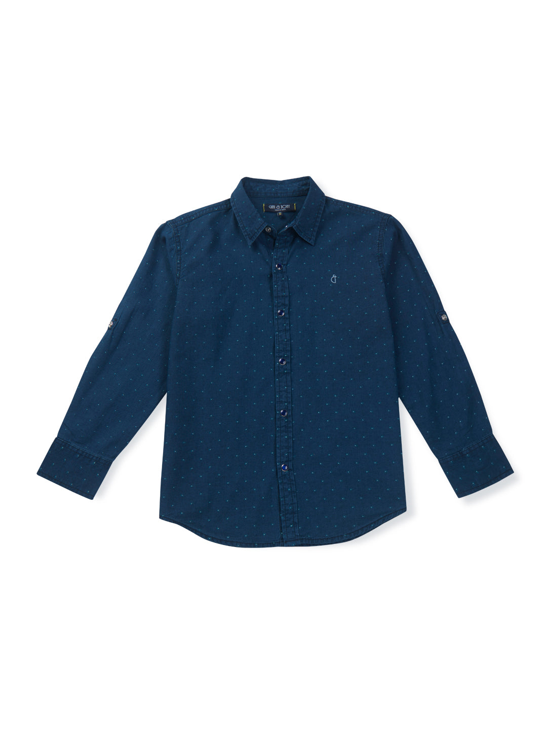 Boys Navy Blue Printed knits Shirt