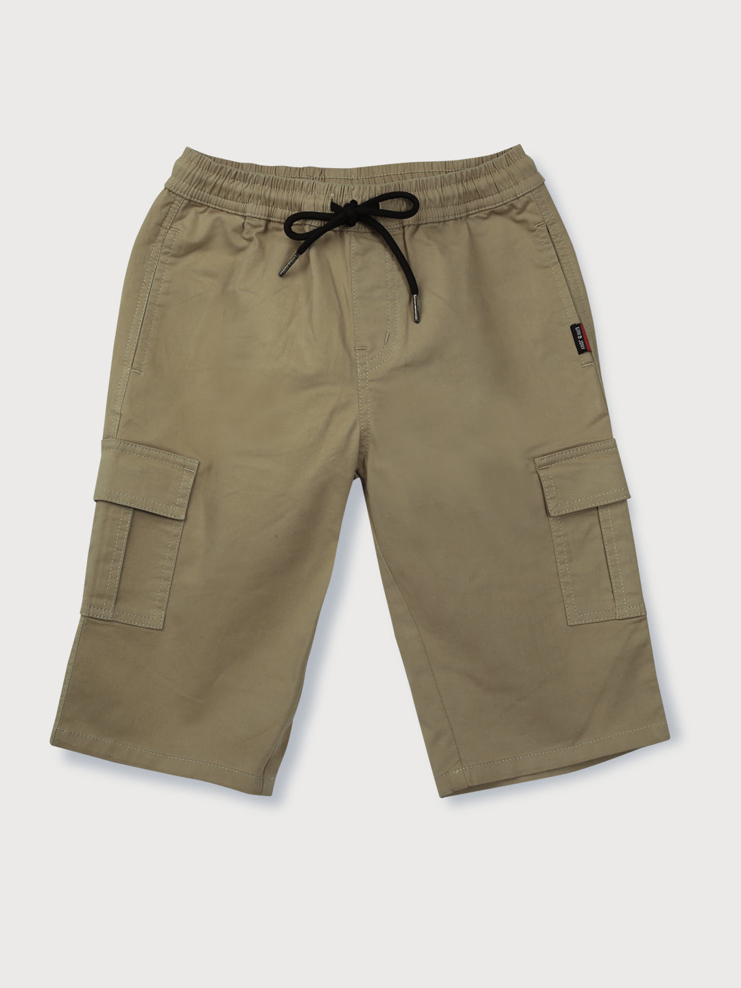 Boys Khaki Solid Cotton Bermuda