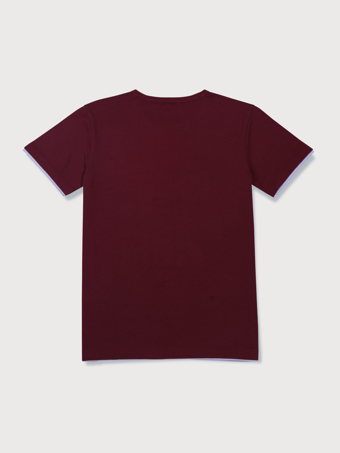 Boys Maroon Embossed Knits T-Shirt