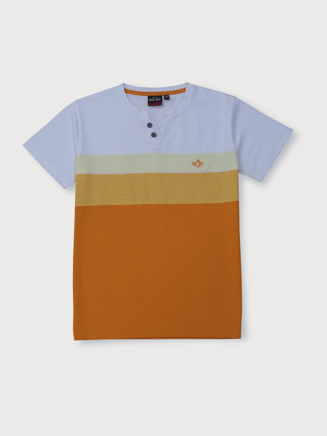 Boys Orange Solid Cotton T-Shirt