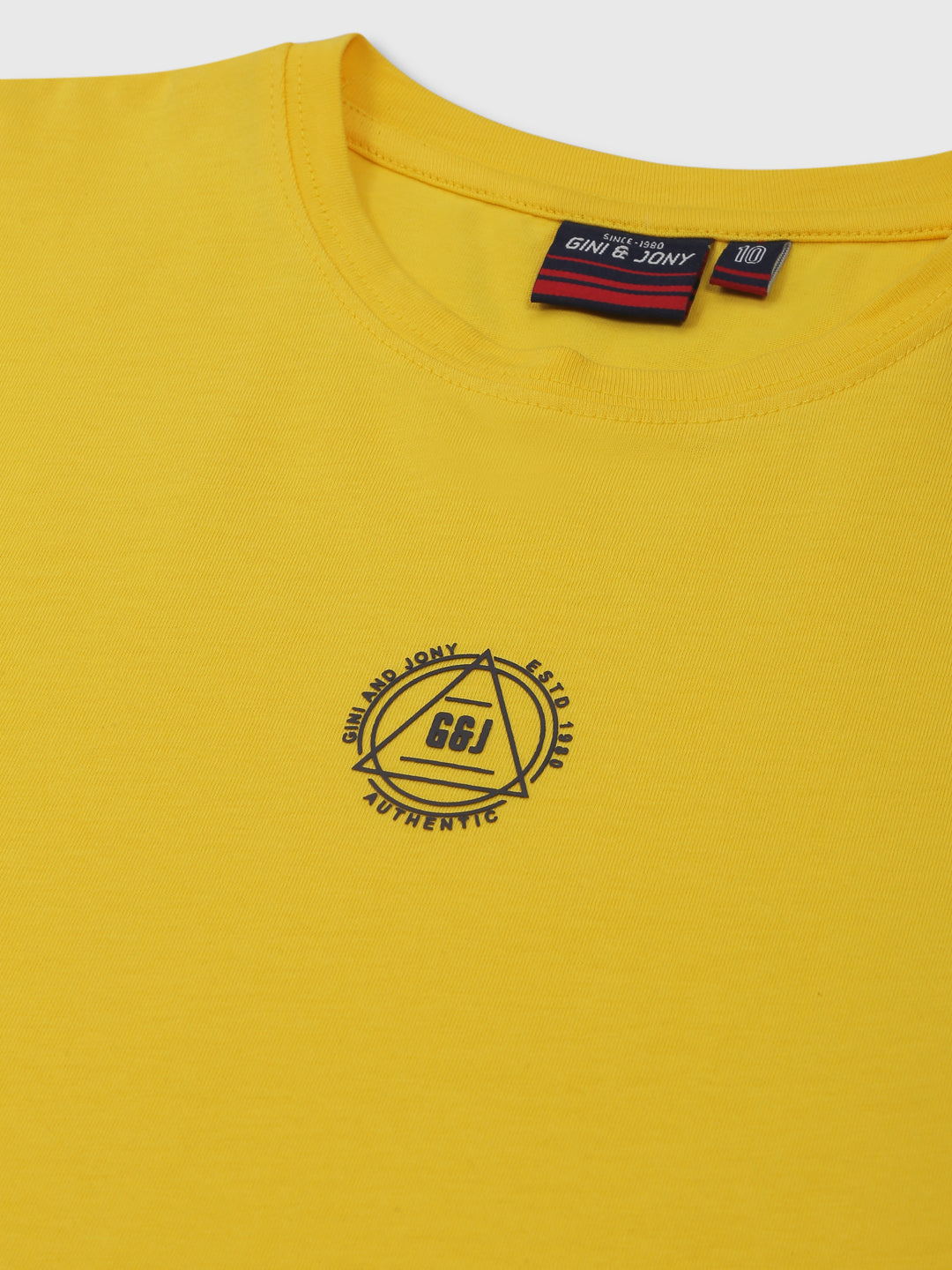 Boys Yellow Printed Knits T-Shirt