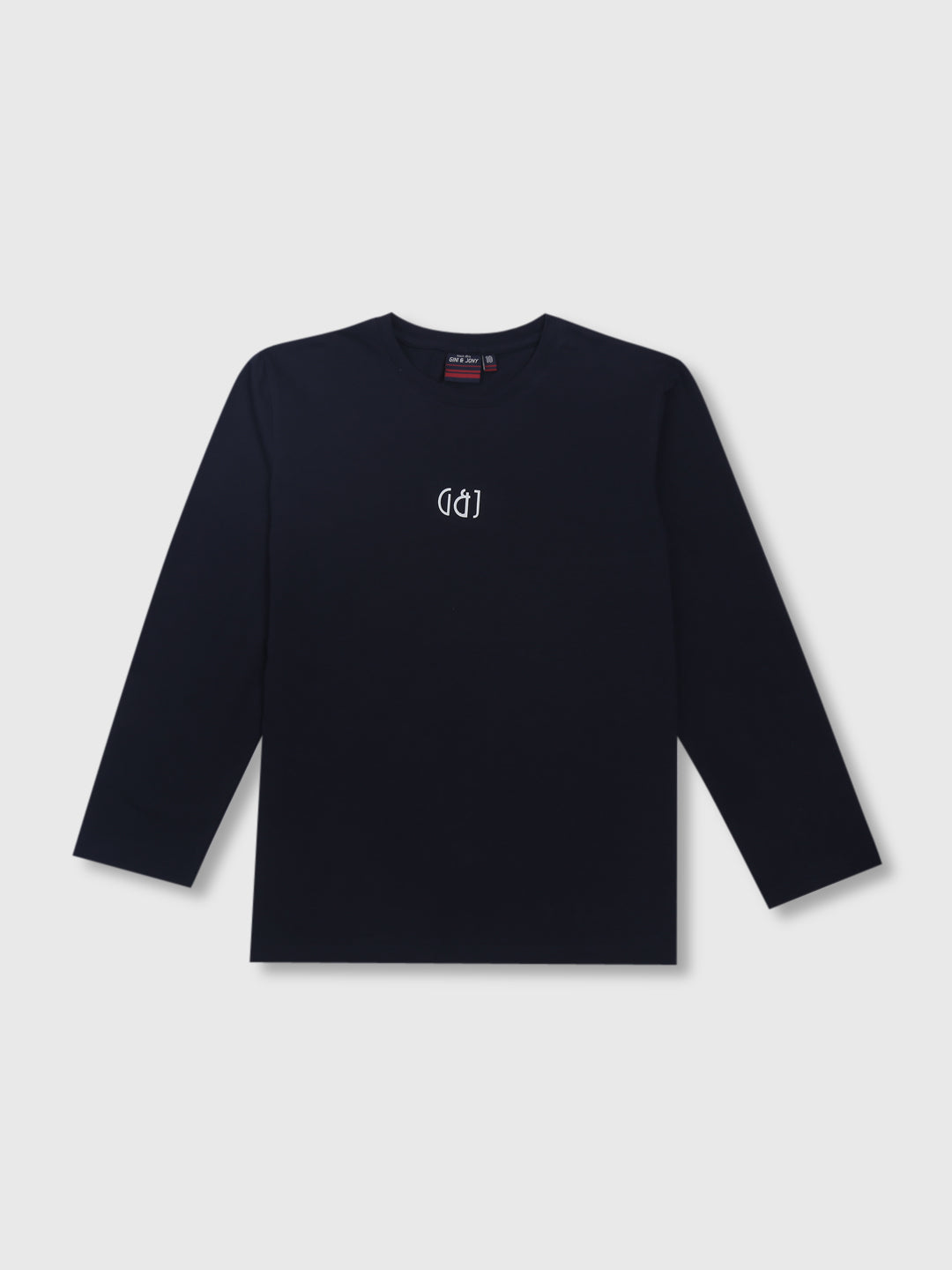 Boys Navy Blue Solid Knits T-Shirt