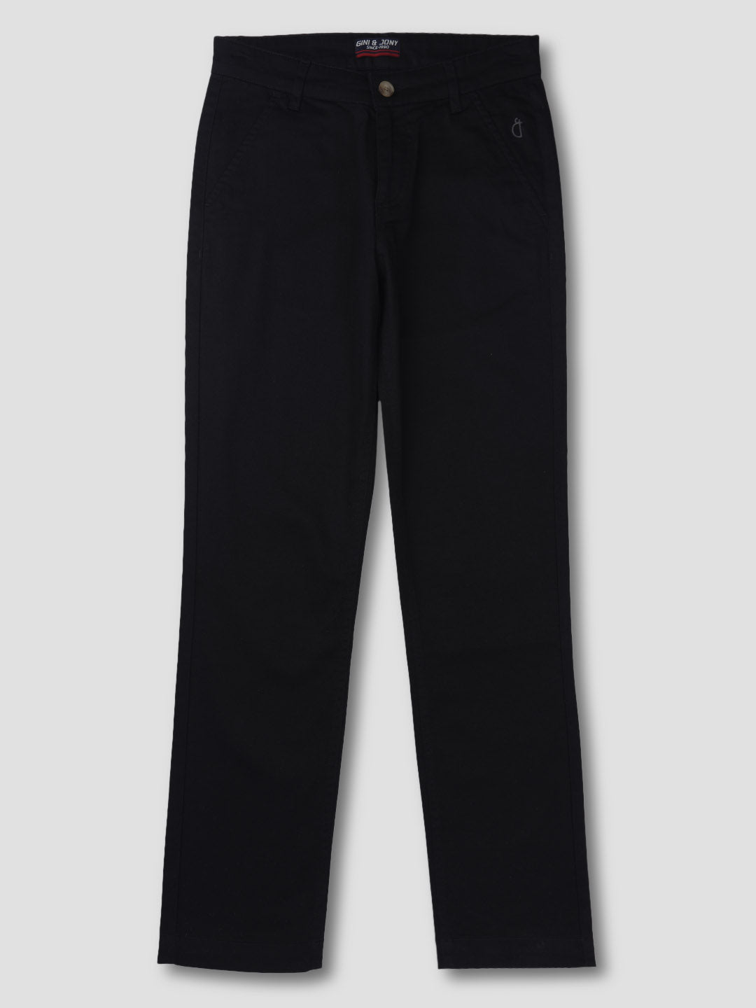 Boys Black Solid Cotton Trouser