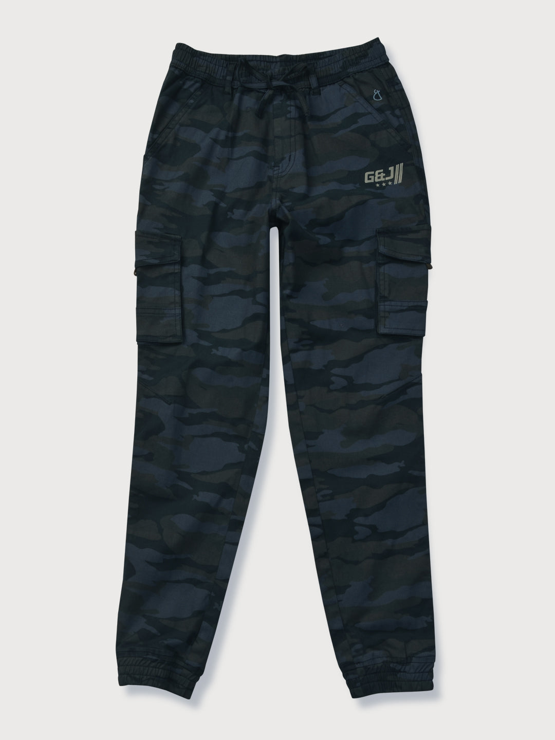 Boys Green Camoflage Cotton Trouser Elasticated