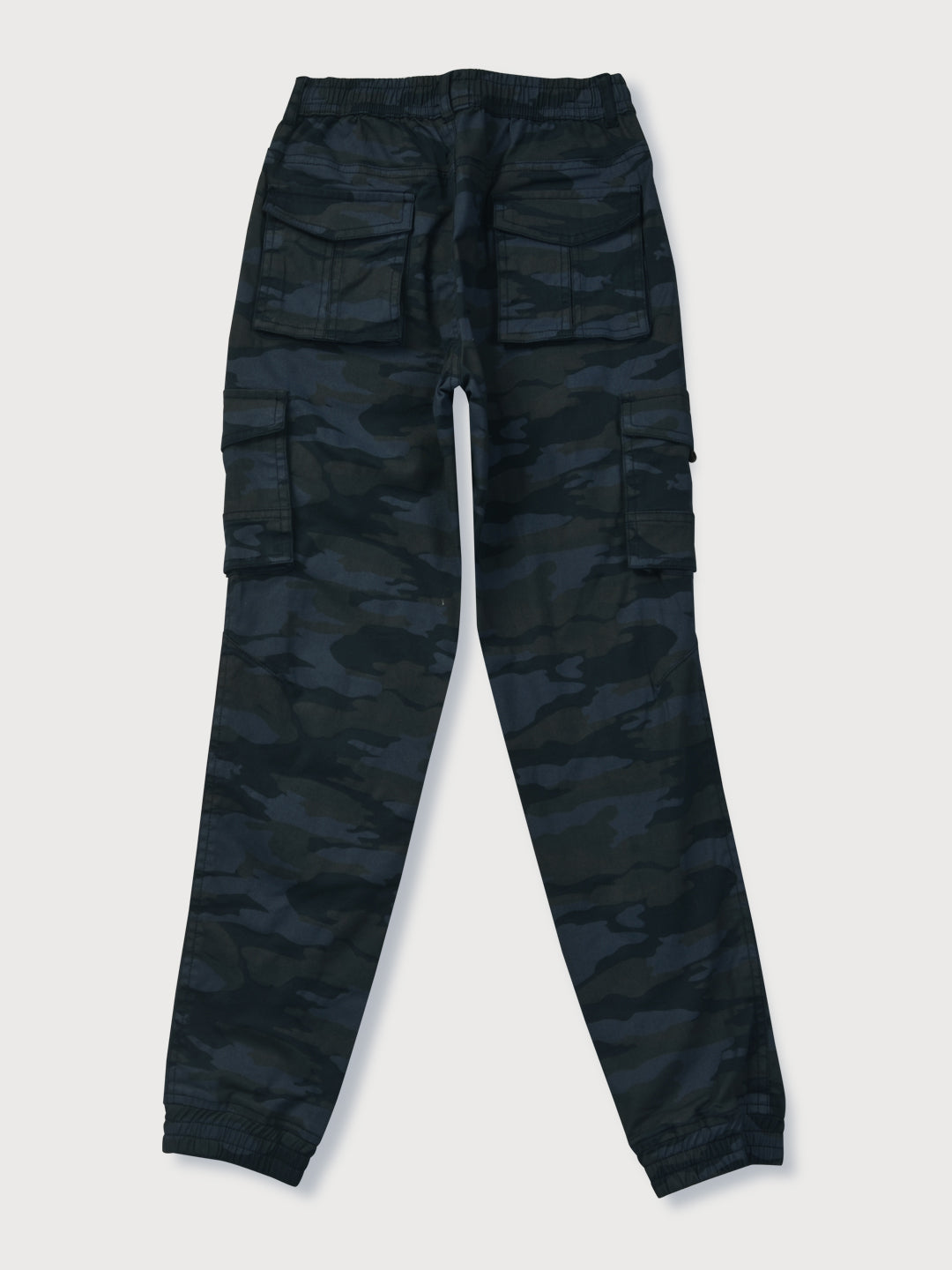 Boys Green Camoflage Cotton Trouser Elasticated