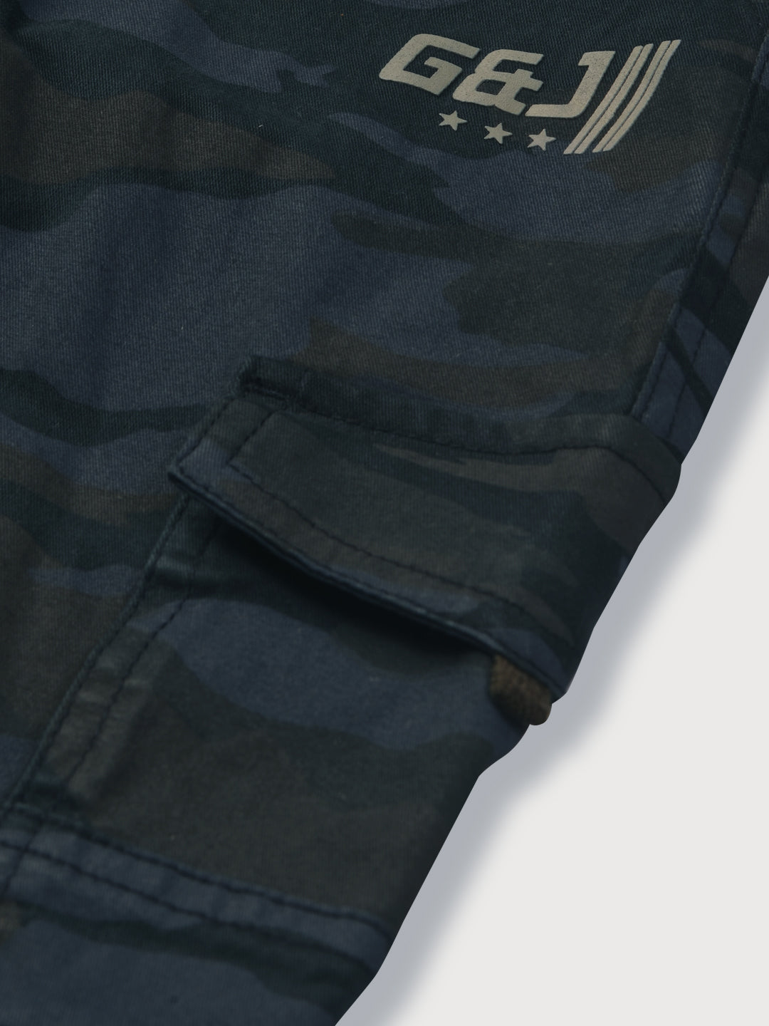 Boys Green Camoflage Cotton Trouser Elasticated
