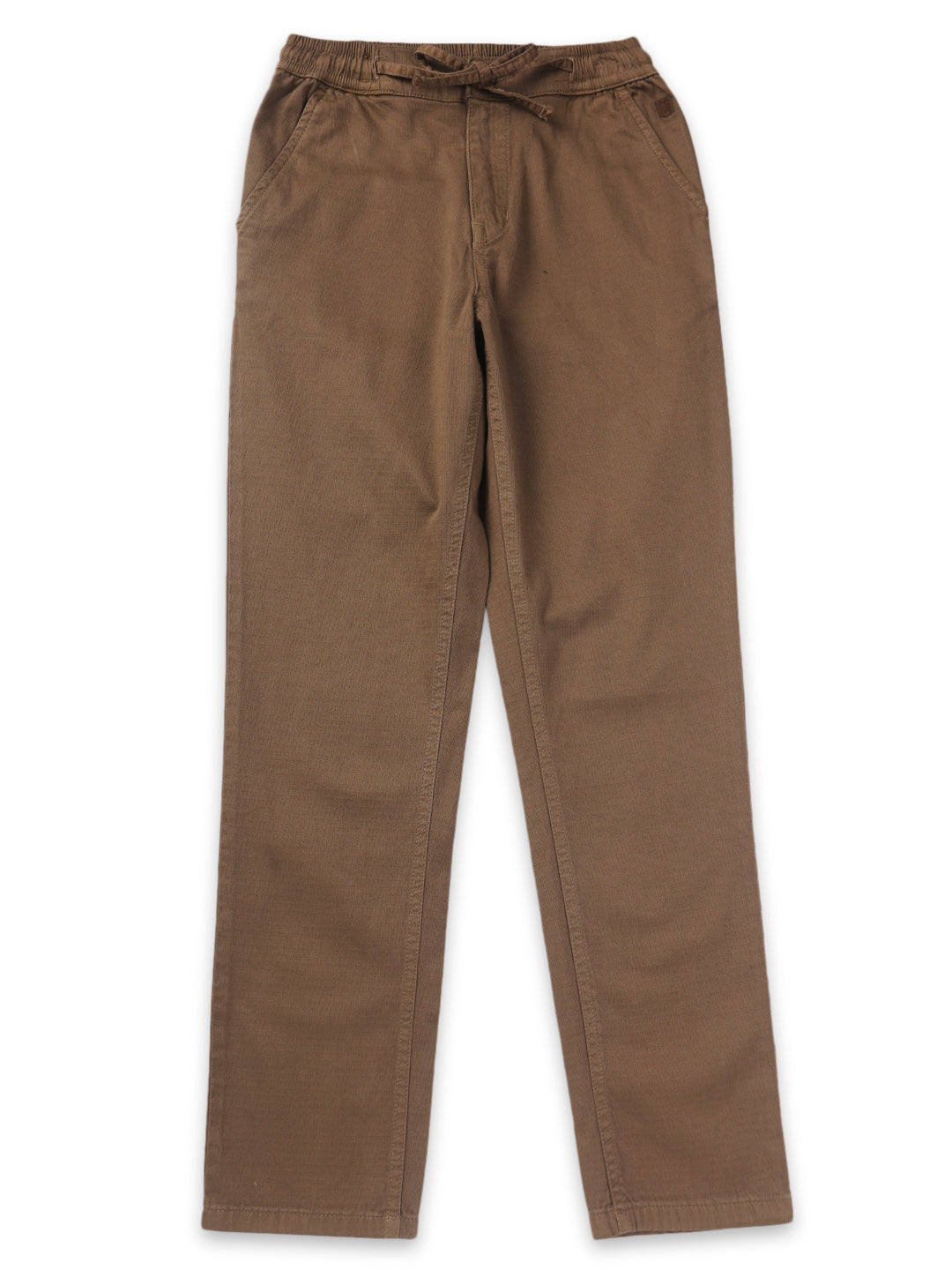 Boys Khaki Solid Cotton Trouser