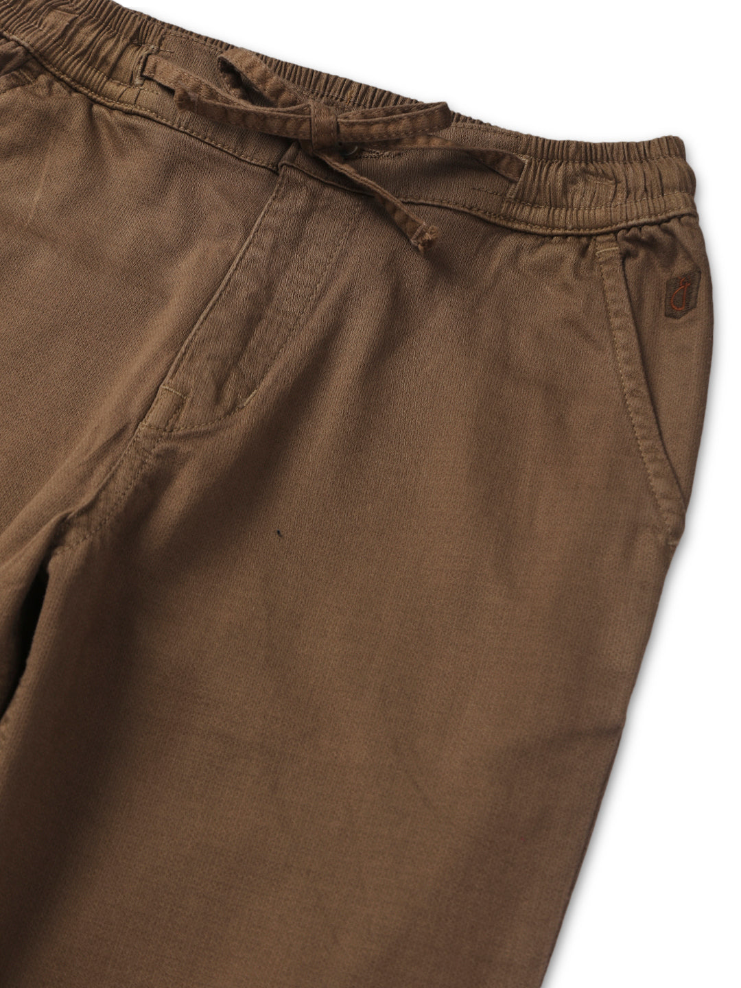 Boys Khaki Solid Cotton Trouser