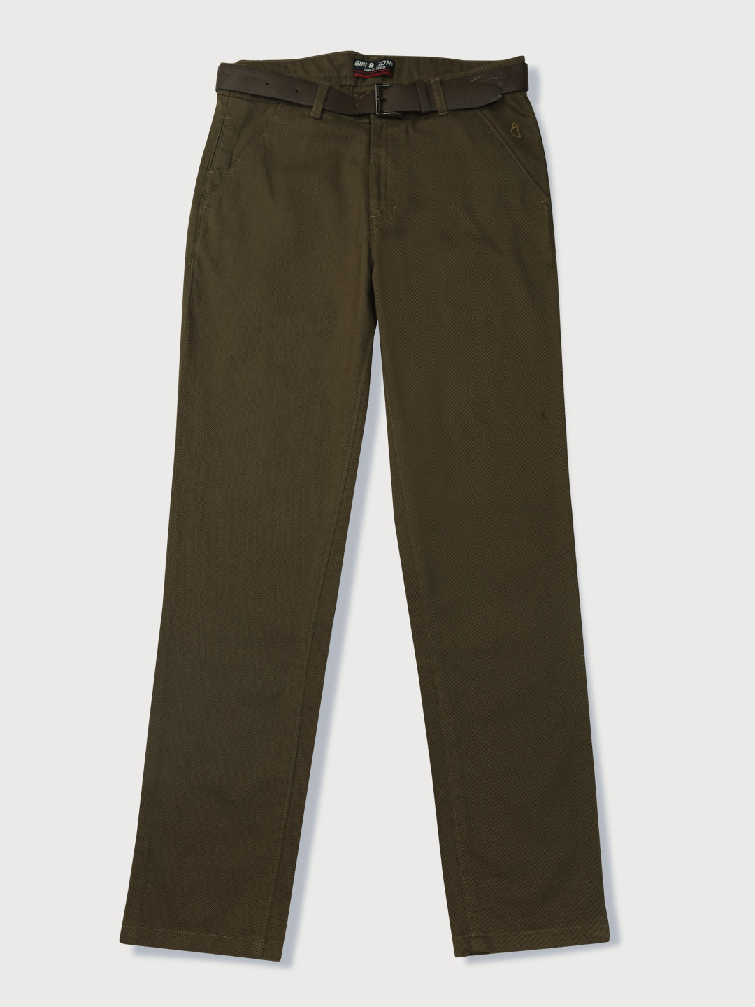 Boys Brown Solid Cotton Trouser