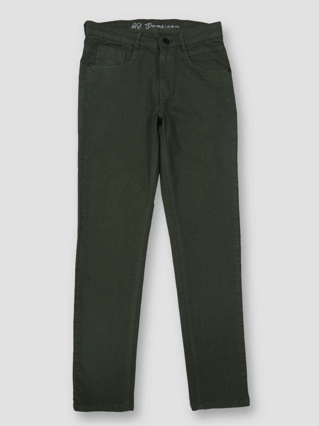 Boys Green Solid Jeans Fixed Waist