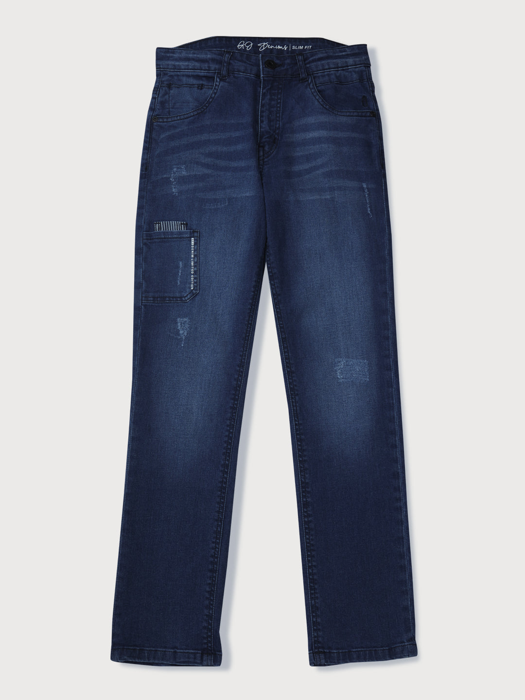 Boys Navy Blue Solid Denim Jeans