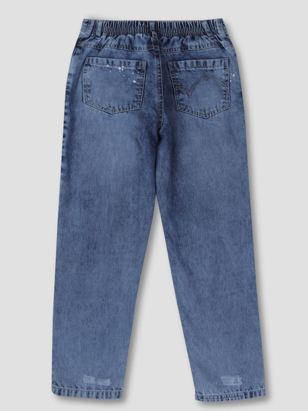 Boys Blue Printed Denim Jeans