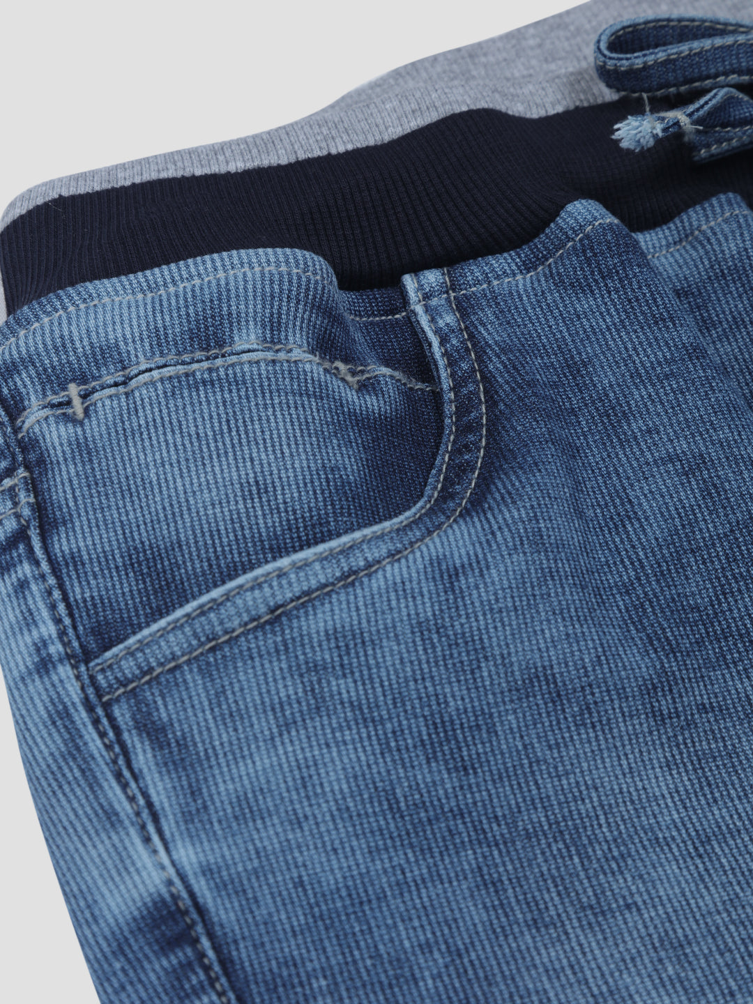 Boys Blue Solid Denim Bermuda