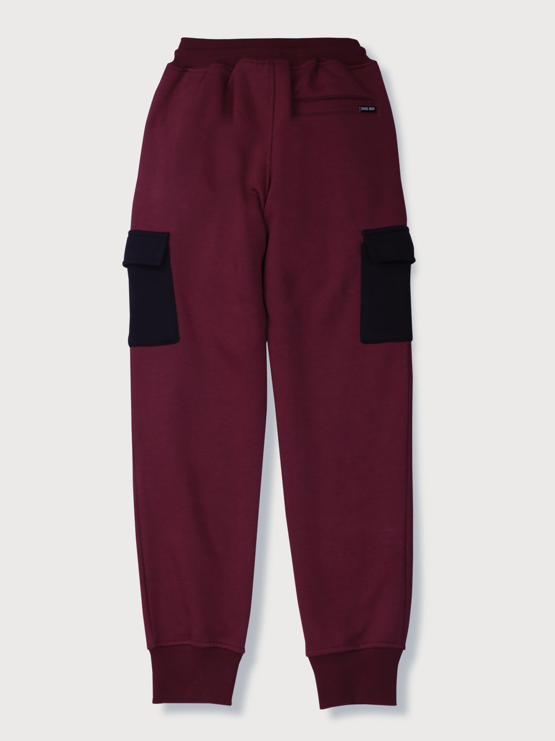 Boys Maroon Solid Woven Track Pant