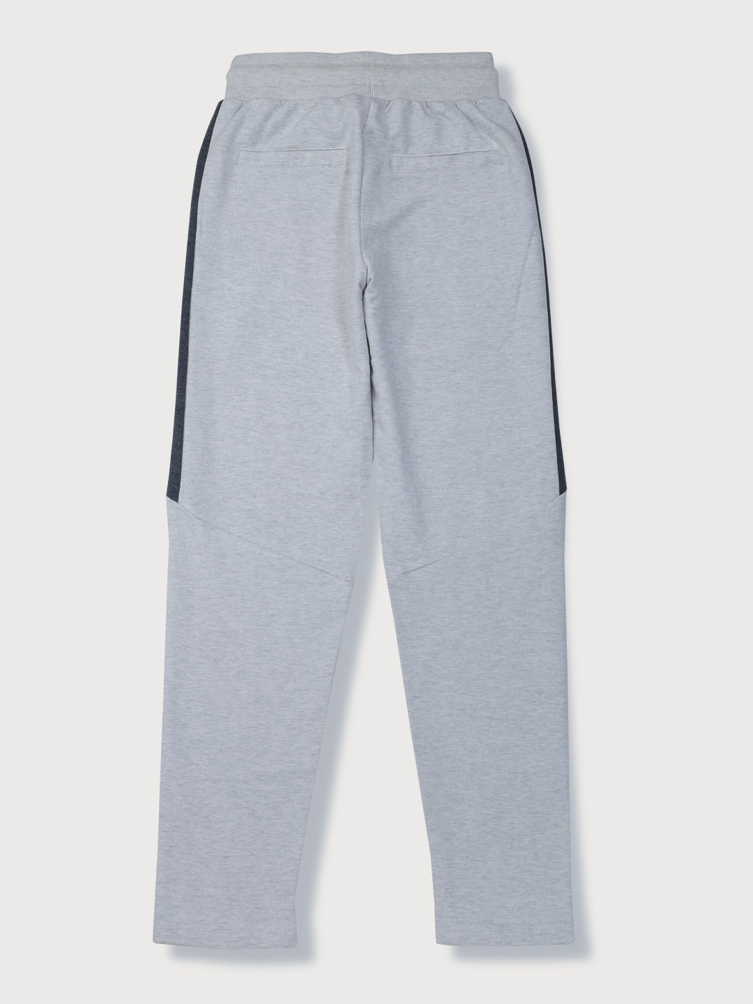 Boys Grey Solid Cotton Track Pant