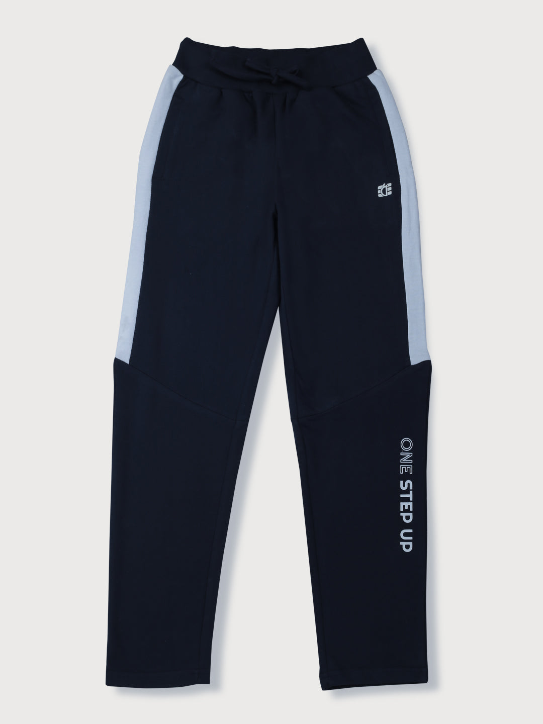 Boys Navy Blue Solid Cotton Track Pant