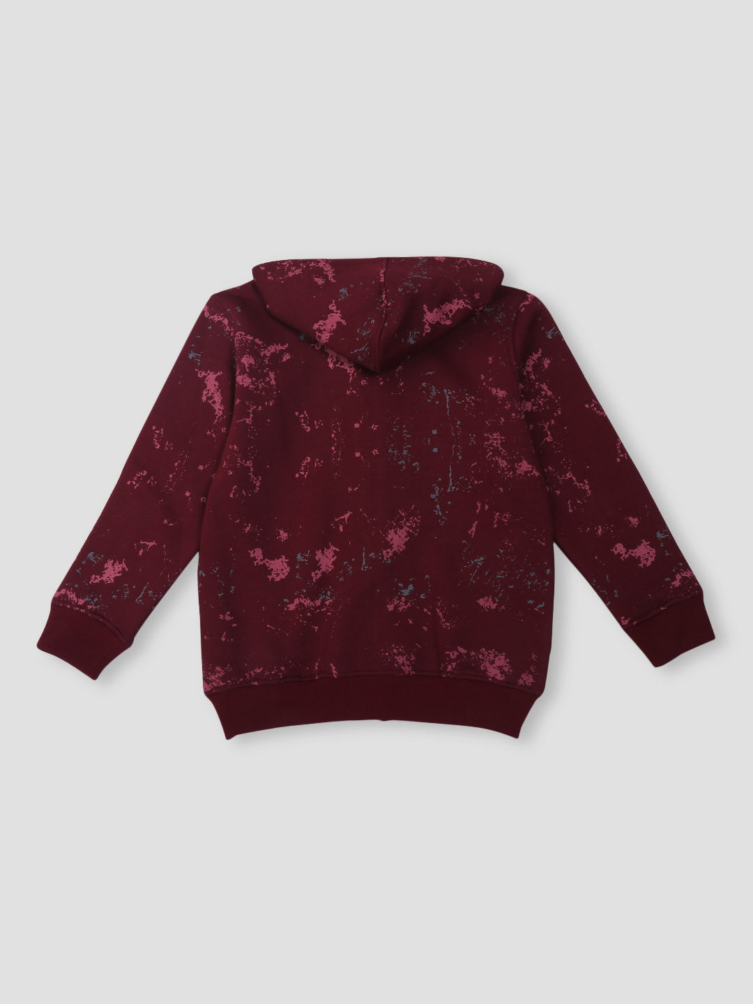 Boys Maroon Abstract Cotton Knits Jacket Full Sleeves