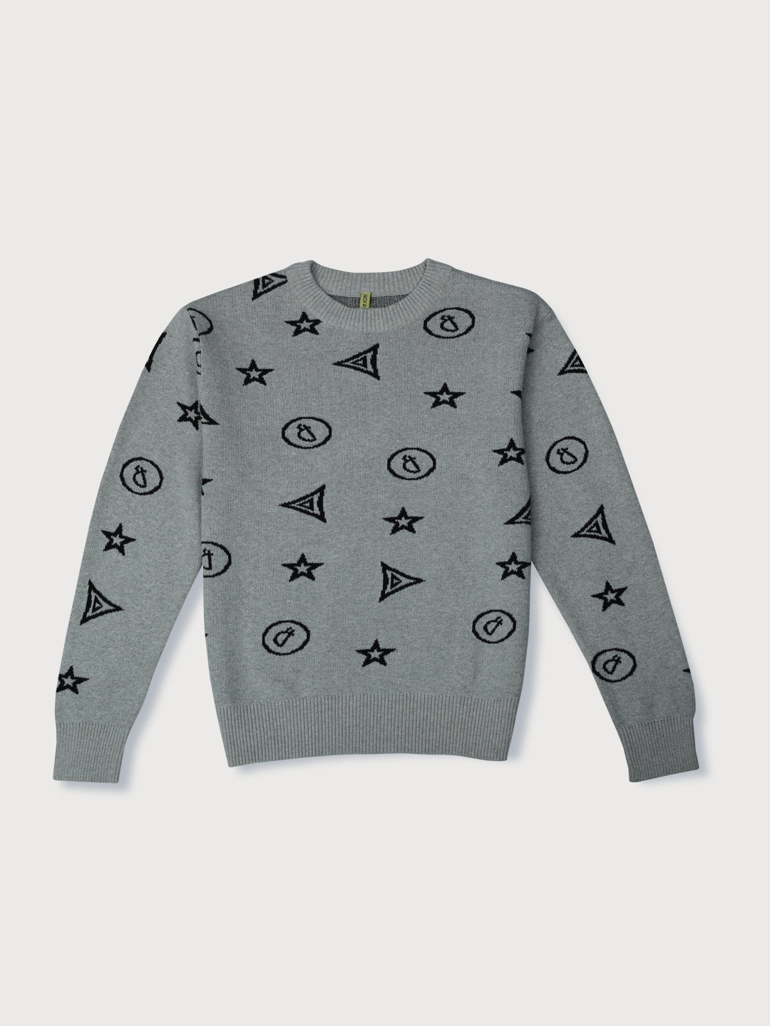 Boys Grey Printed Woven Sweater