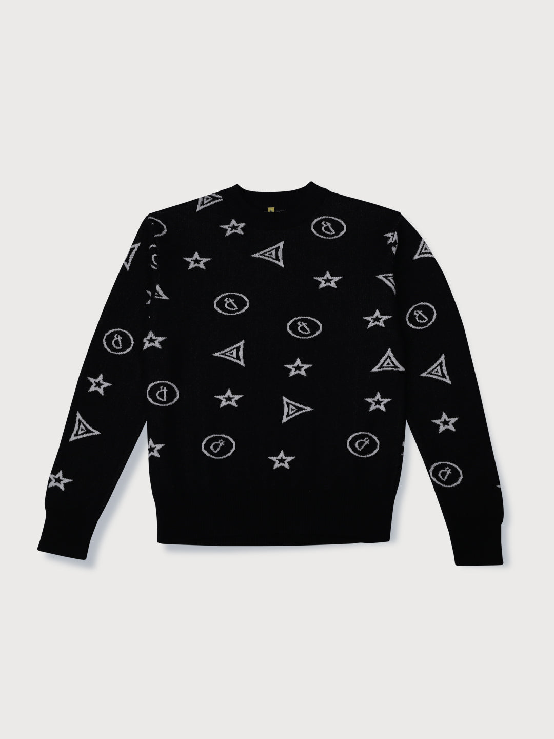 Boys Black Printed Woven Sweater