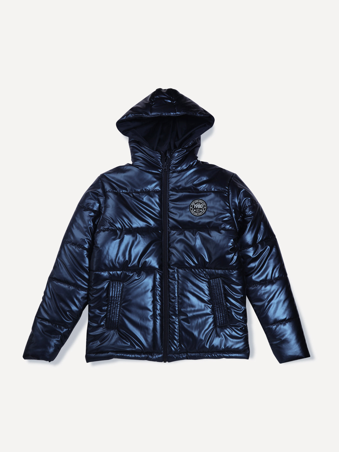 Boys Blue Polyester Solid Full Sleeves Heavy Winter Jacket