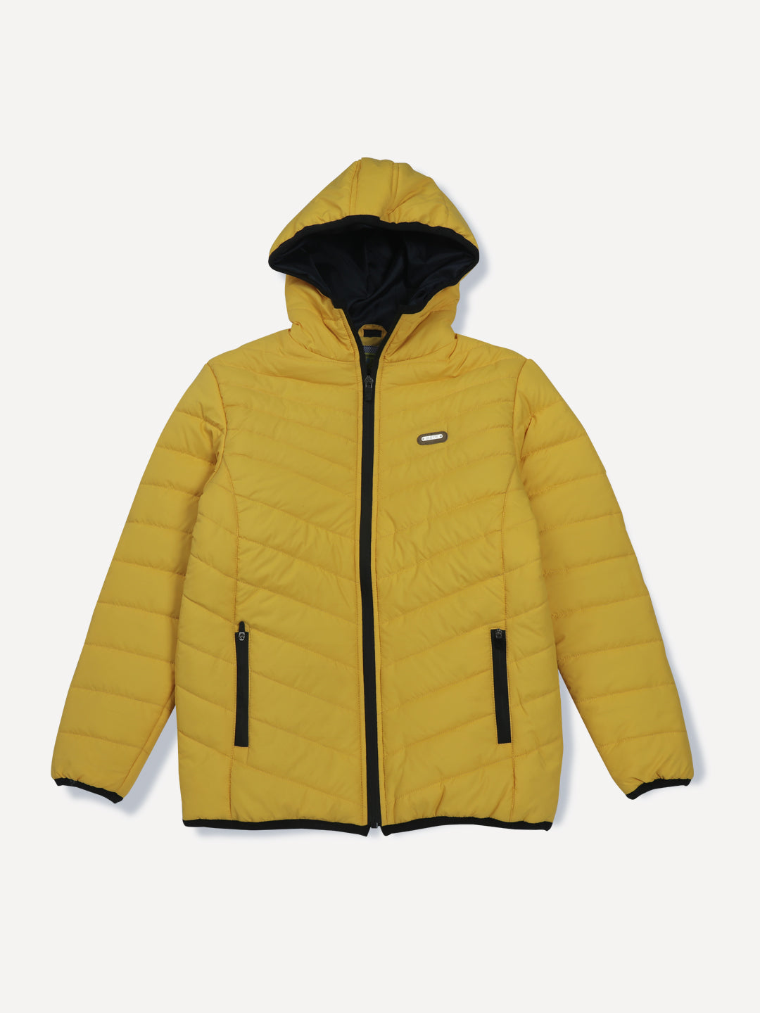 Boys Yellow Solid Taffeta Heavy Winter Jacket