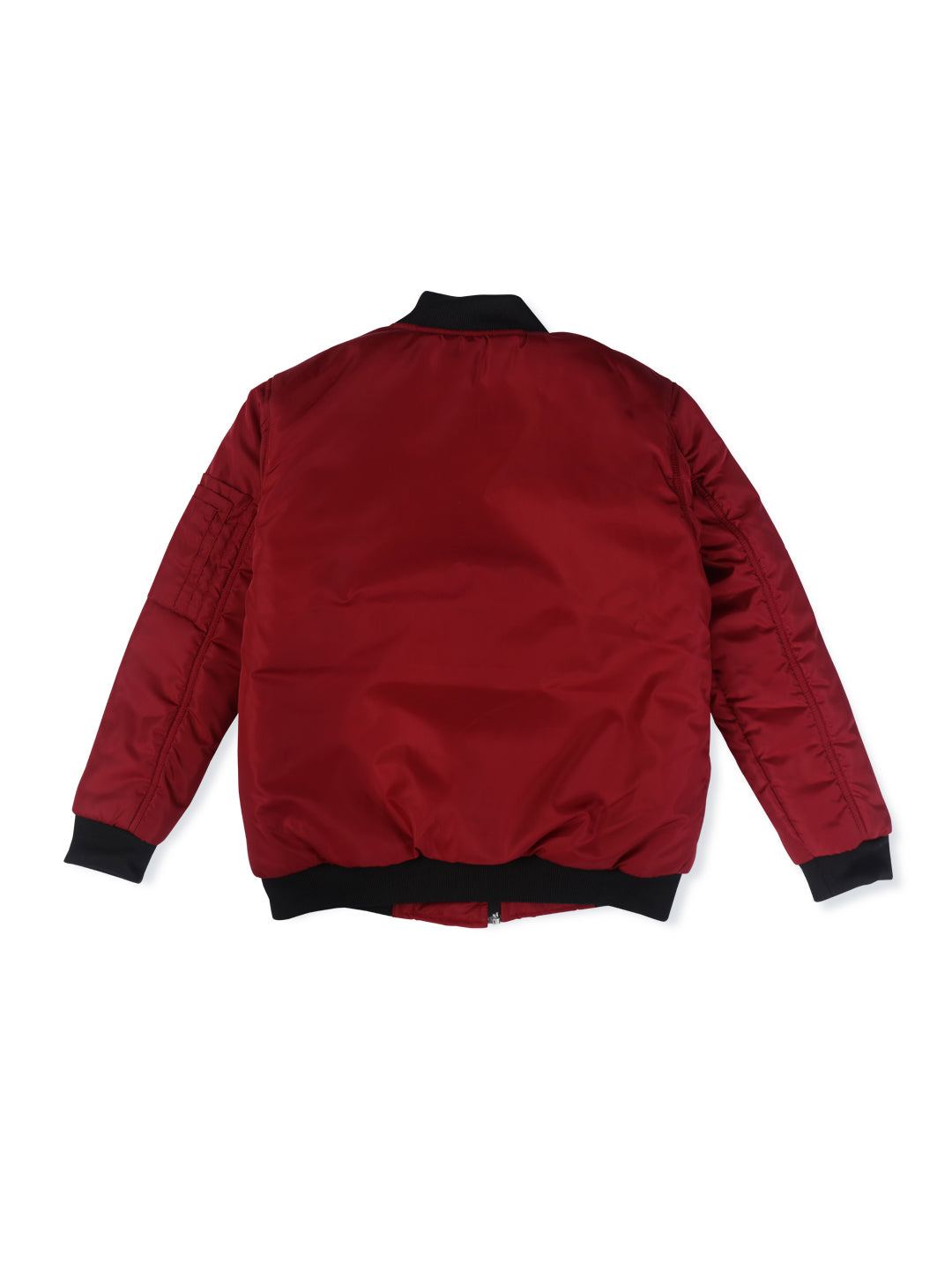 Boys Maroon Solid Polyster Heavy Winter Jacket