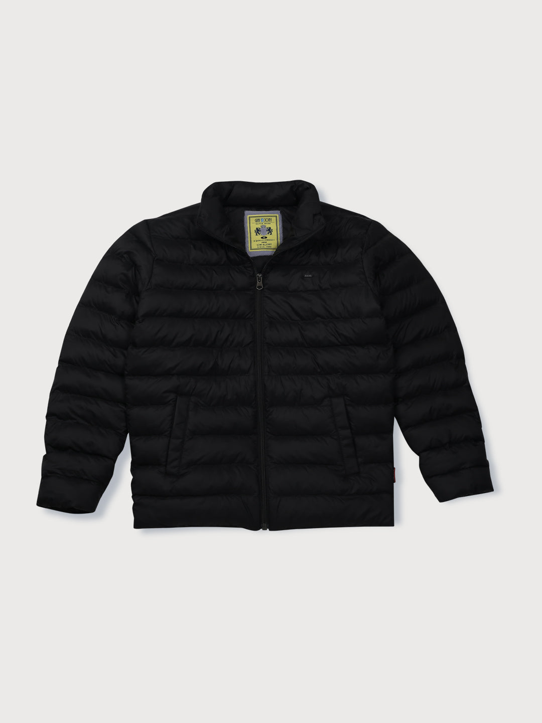 Boys Black Taffeta Solid Full Sleeves Heavy Winter Jacket
