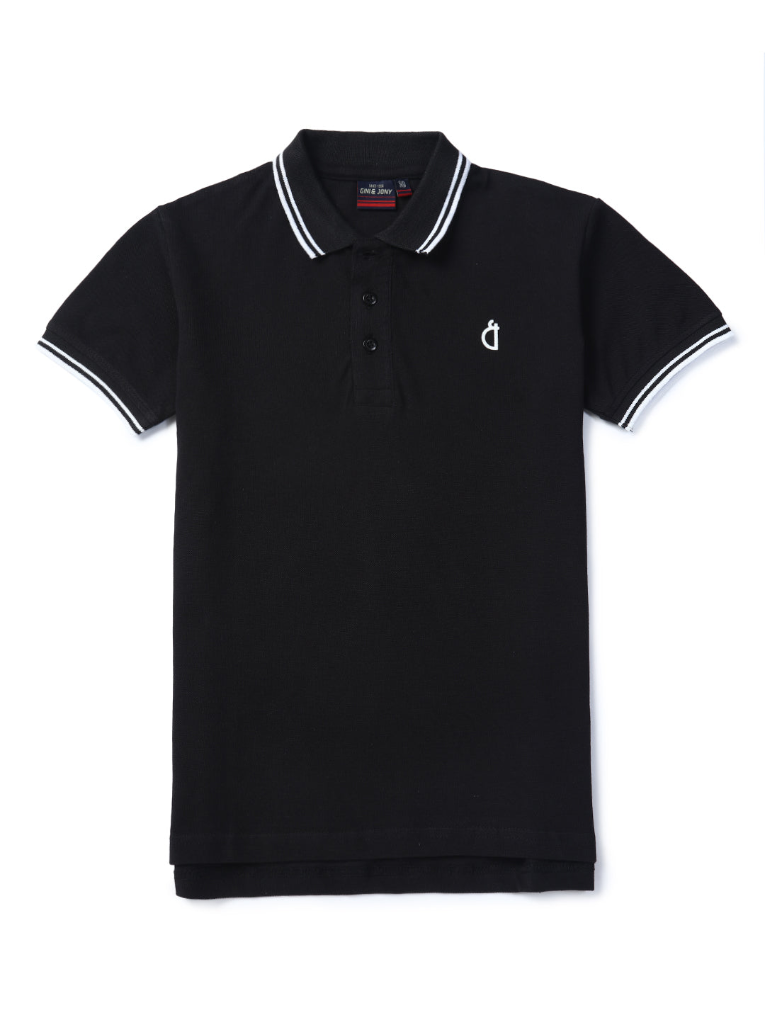 Boys Black Solid Cotton Polo T-Shirt