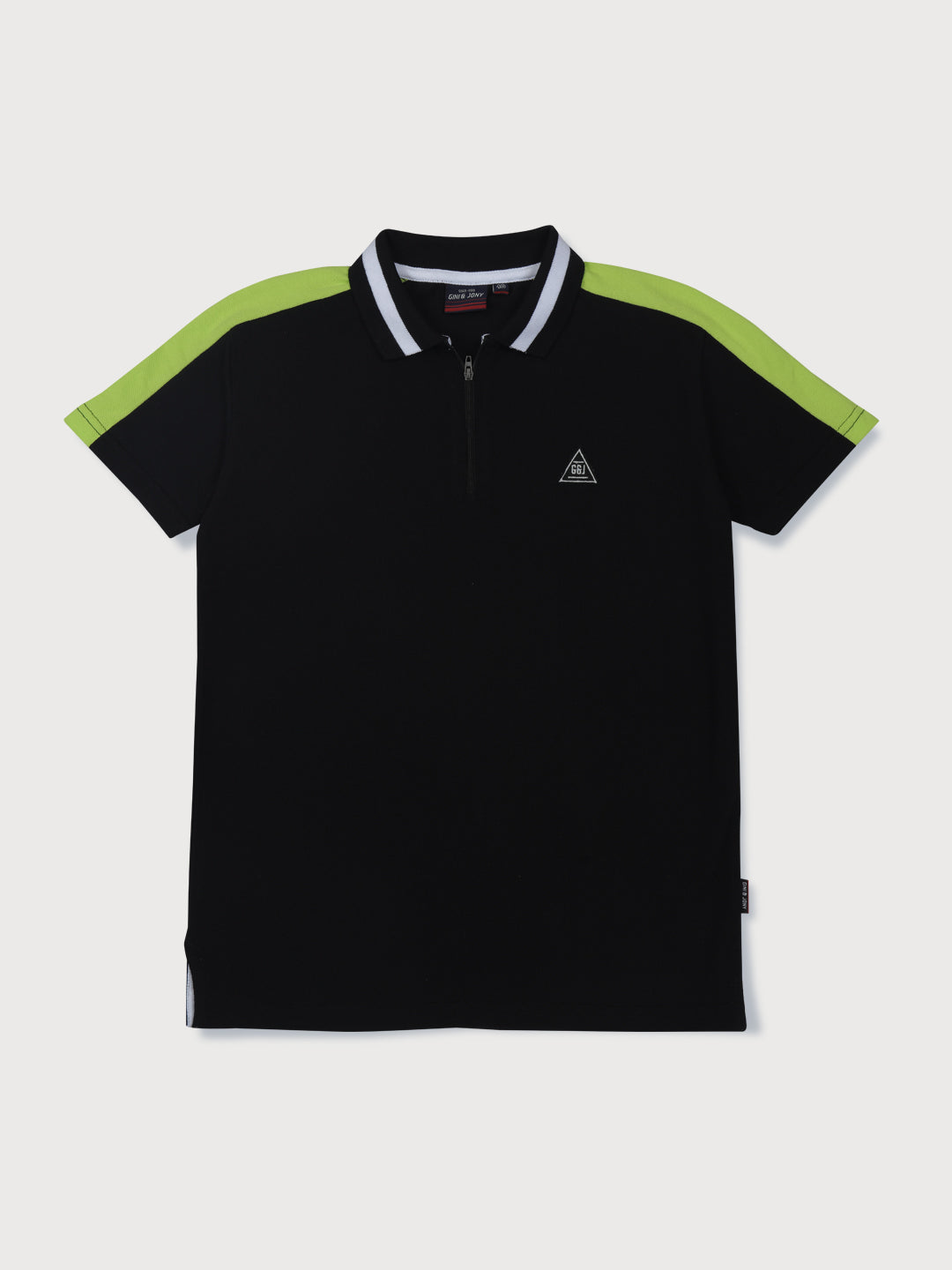 Boys Black Colourblock Knits Polo T-Shirt