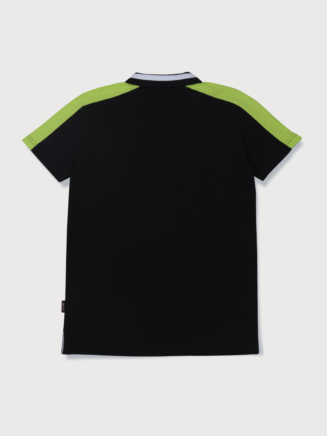 Boys Black Colourblock Knits Polo T-Shirt