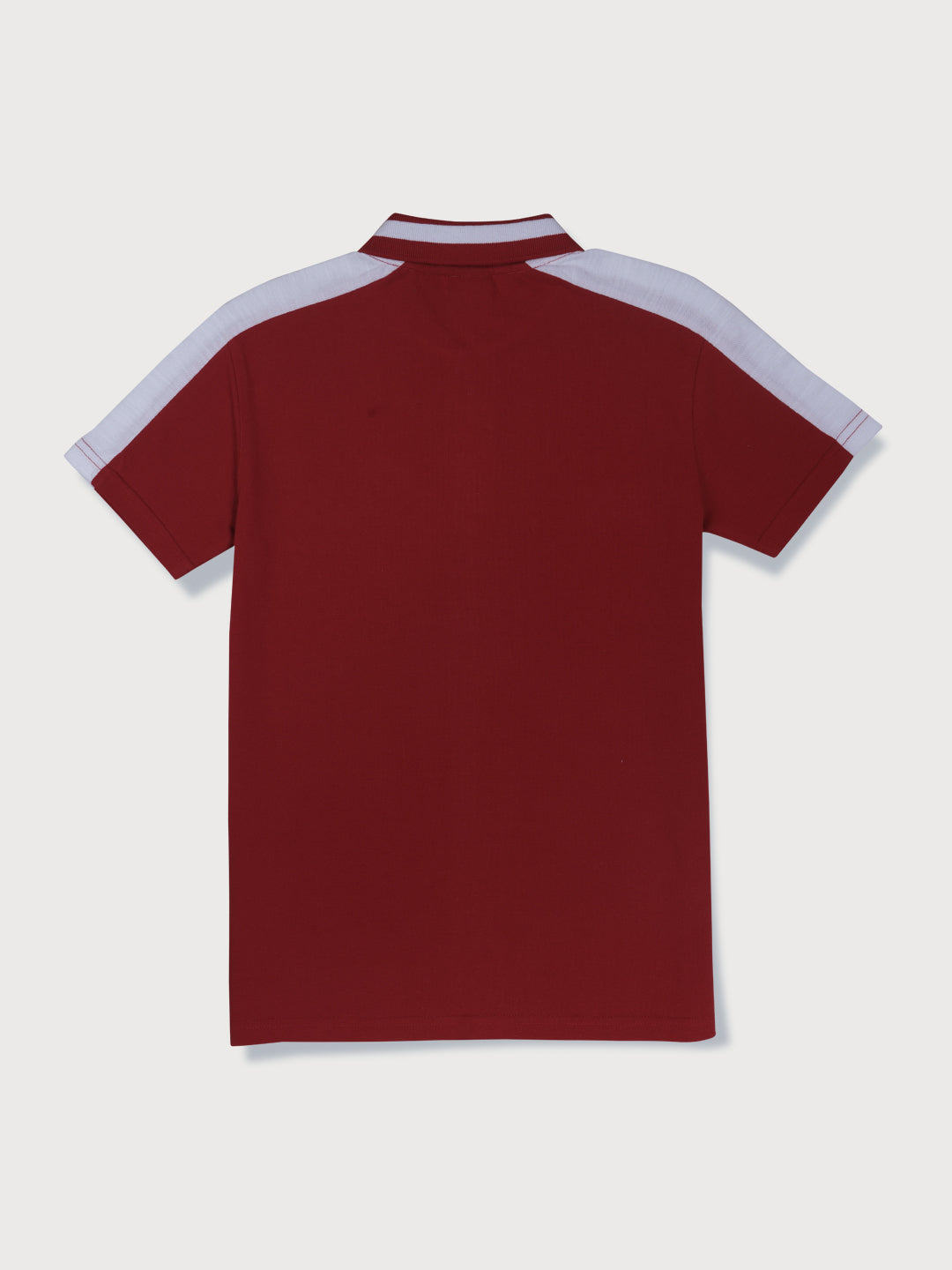 Boys Red Colourblock Knits Polo T-Shirt