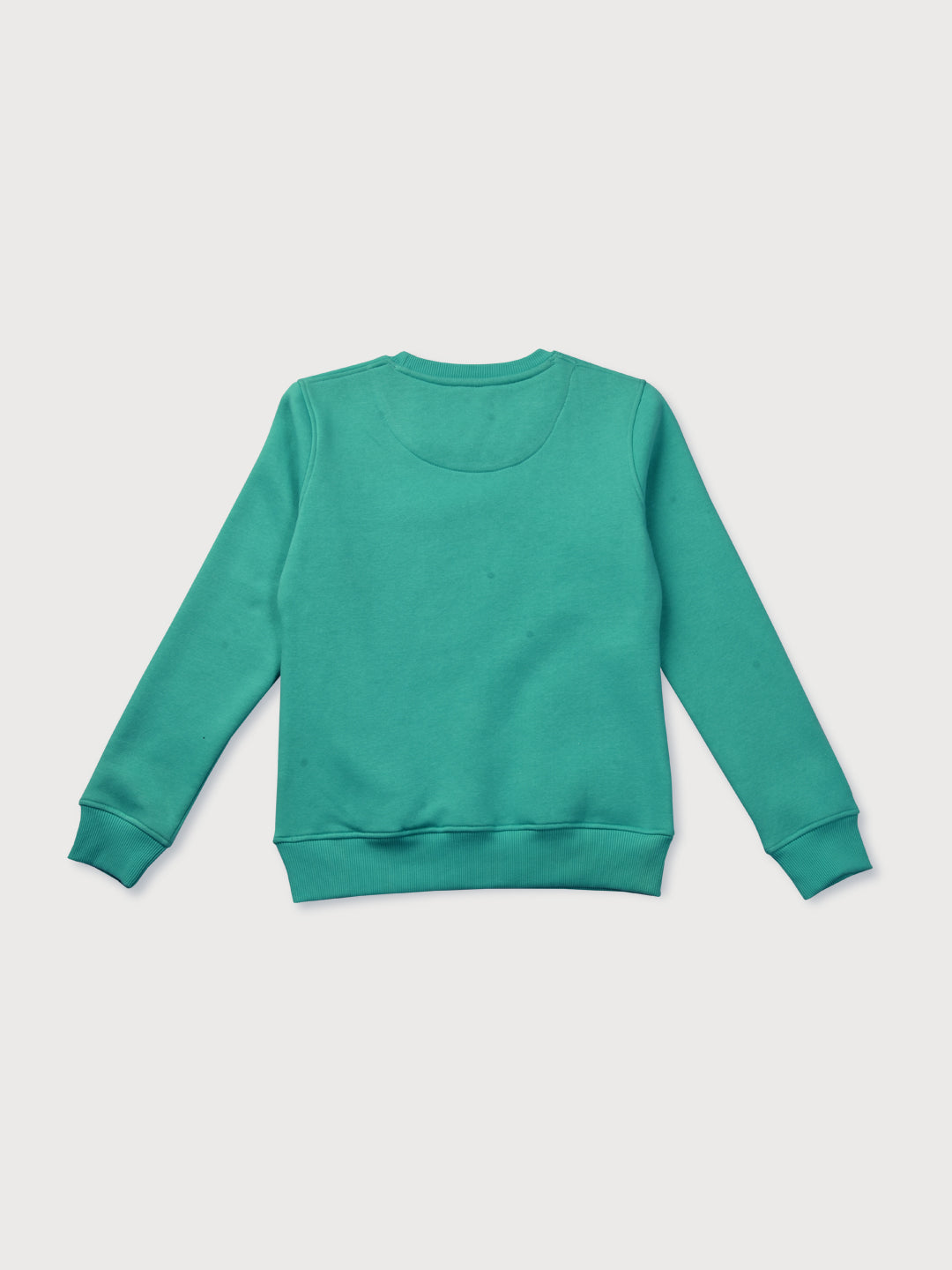 Girls Green Emblish Cotton Knits Top Full Sleeves