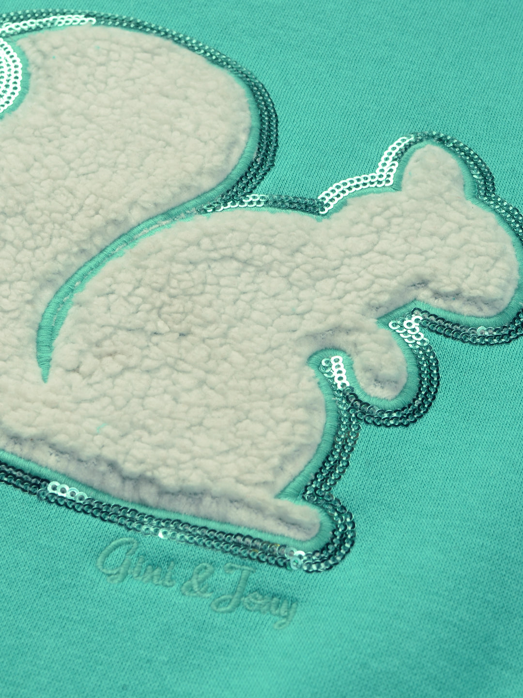 Girls Green Emblish Cotton Knits Top Full Sleeves