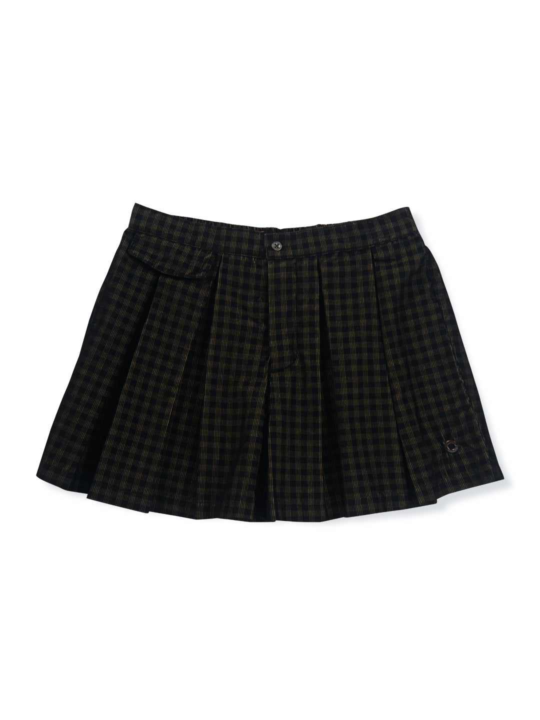 Girls Green Checks Cotton Skirt