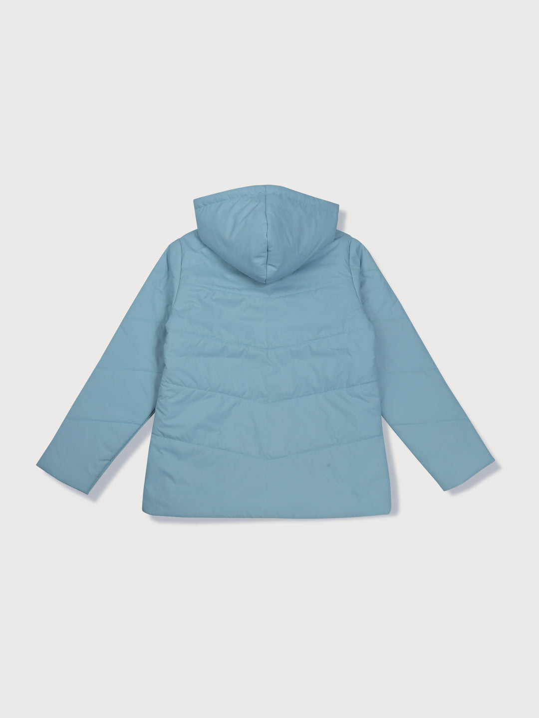 Girls Blue Taffeta Solid Full Sleeves Heavy Winter Jacket