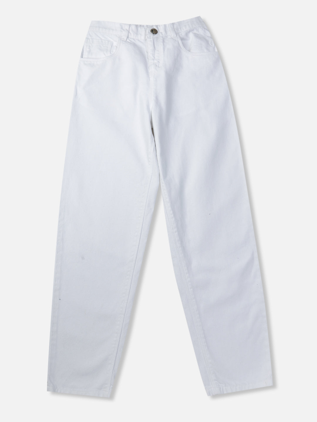 Girls White Solid Denim Jeans