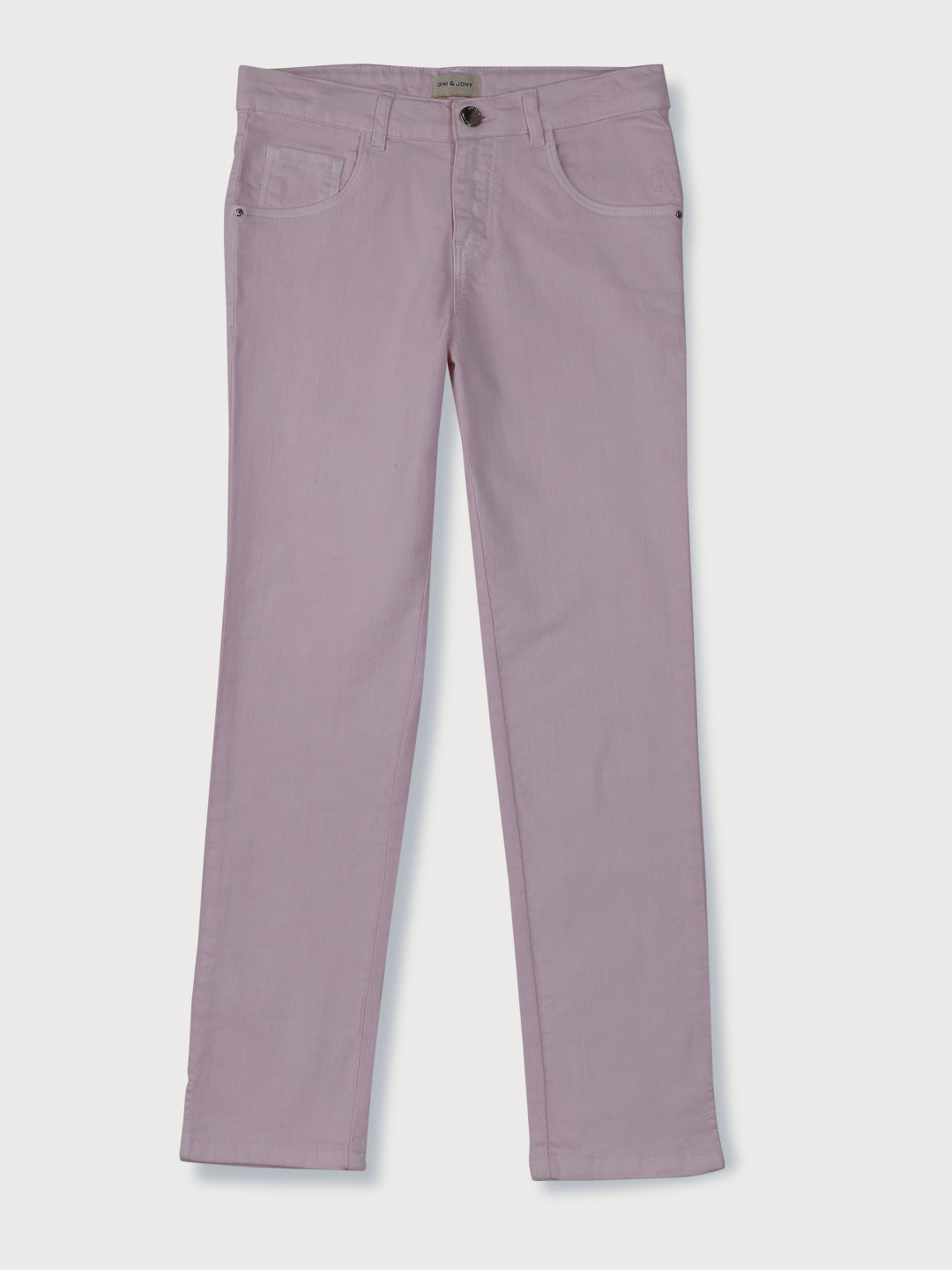 Girls Purple Solid Cotton Jeans