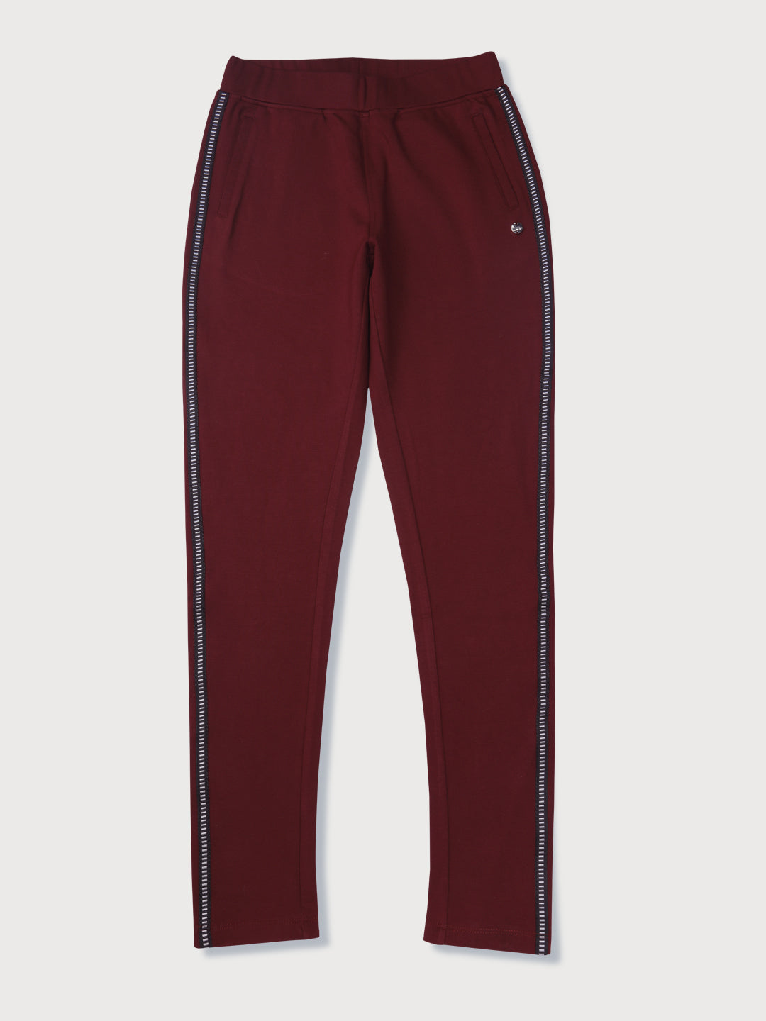 Girls Maroon Knits Solid Jeggings