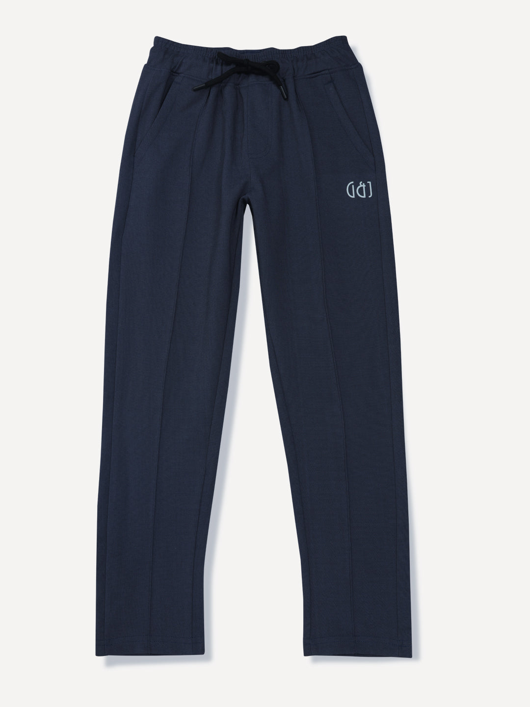 Boys Navy Blue Solid Cotton Track Pant Elasticated