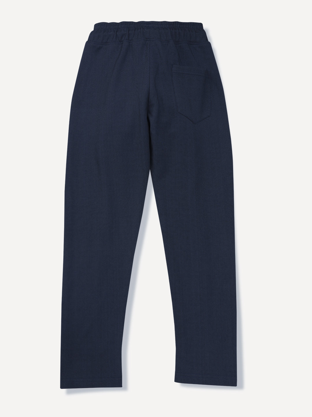 Boys Navy Blue Solid Cotton Track Pant Elasticated