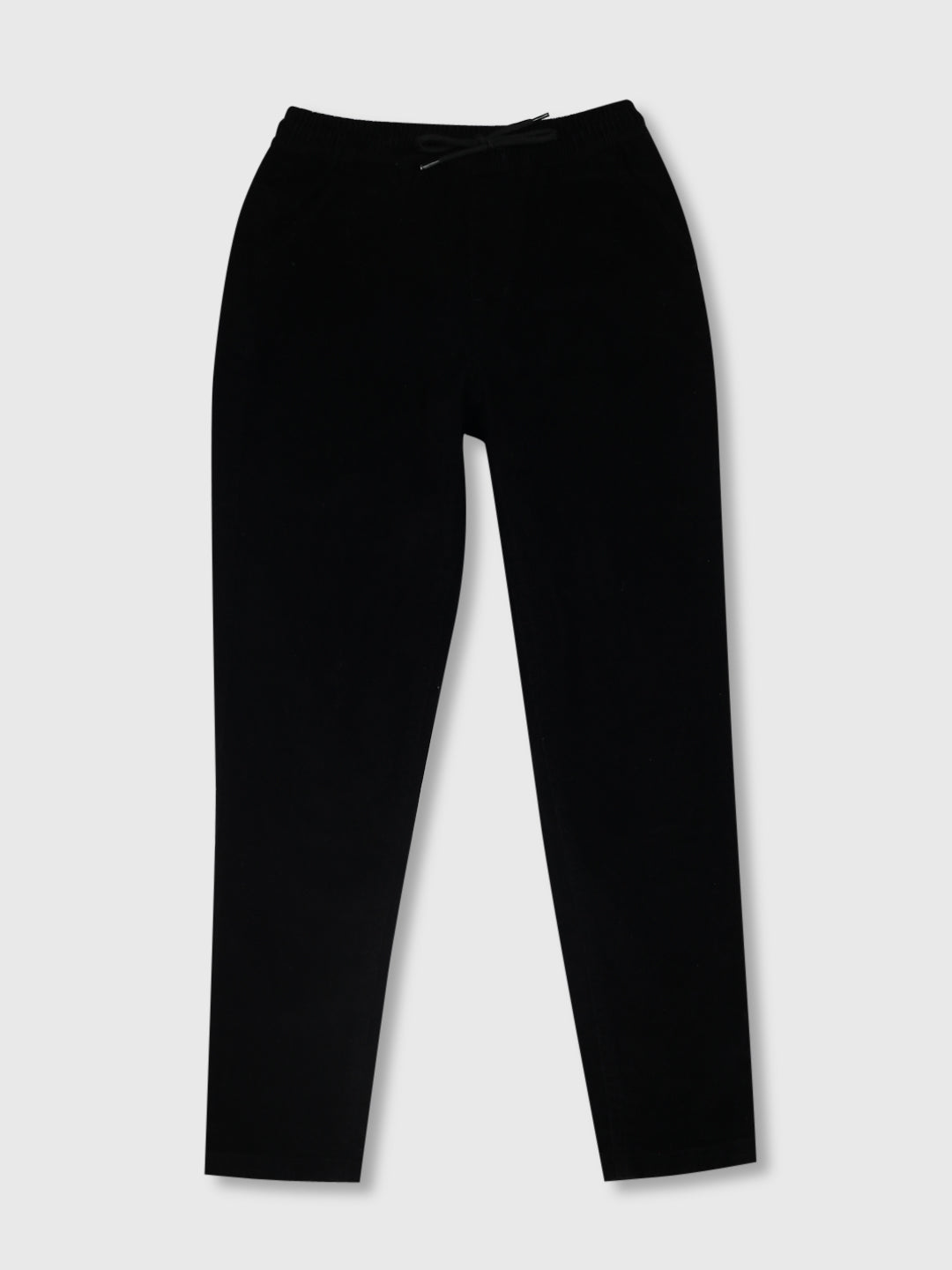 Boys Black Solid Cotton Trouser Elasticated