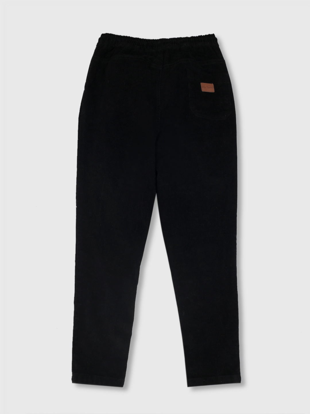 Boys Black Solid Cotton Trouser Elasticated