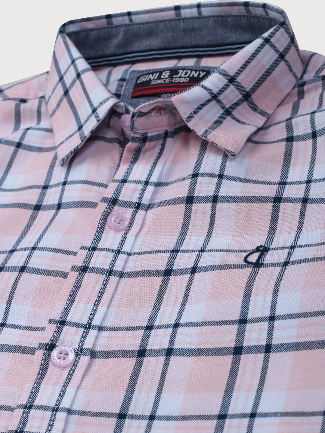 Boys Pink Checks Cotton Shirt