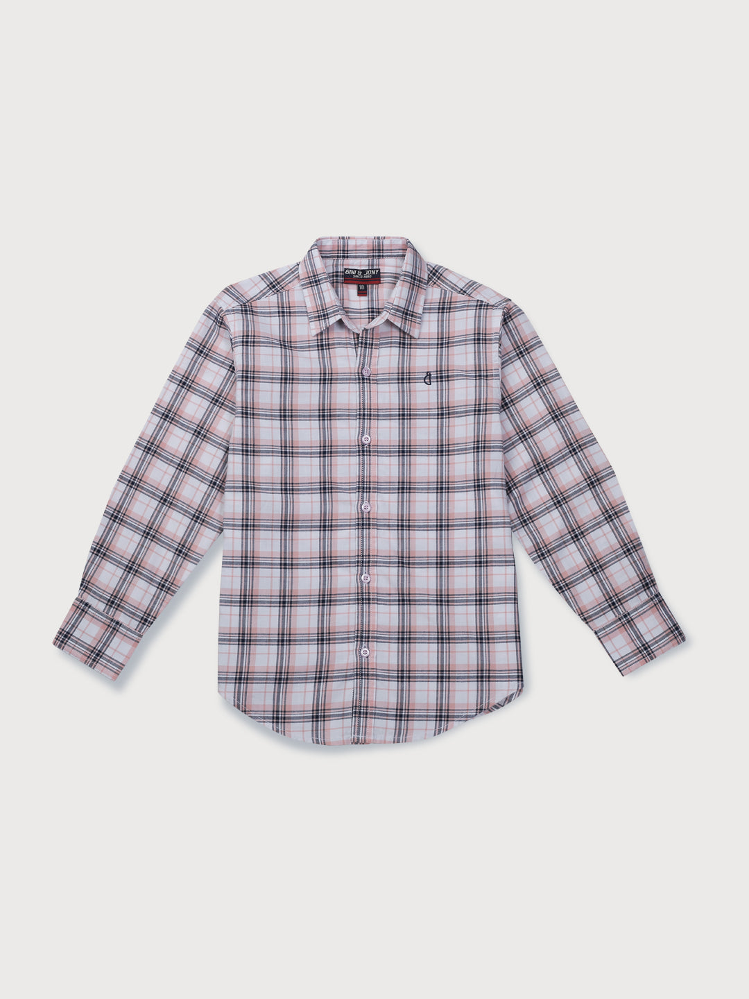 Boys Pink Checks Cotton Shirt