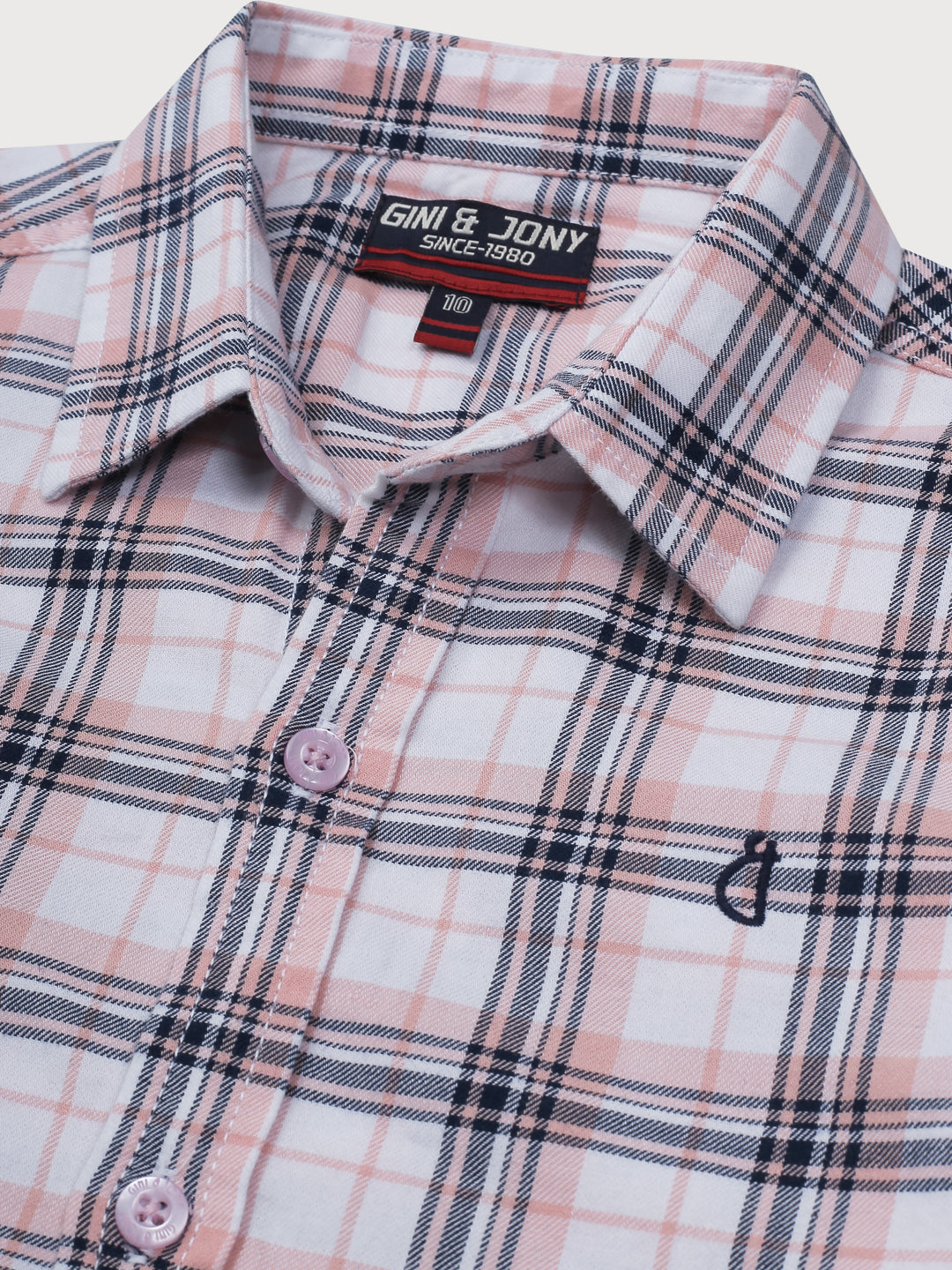 Boys Pink Checks Cotton Shirt