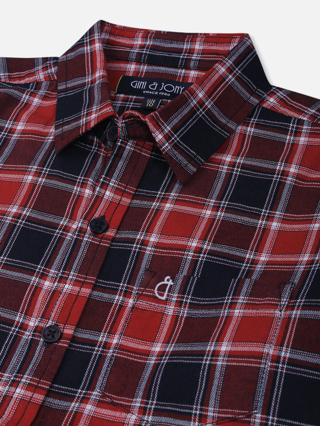 Boys Red Checks Cotton Shirt