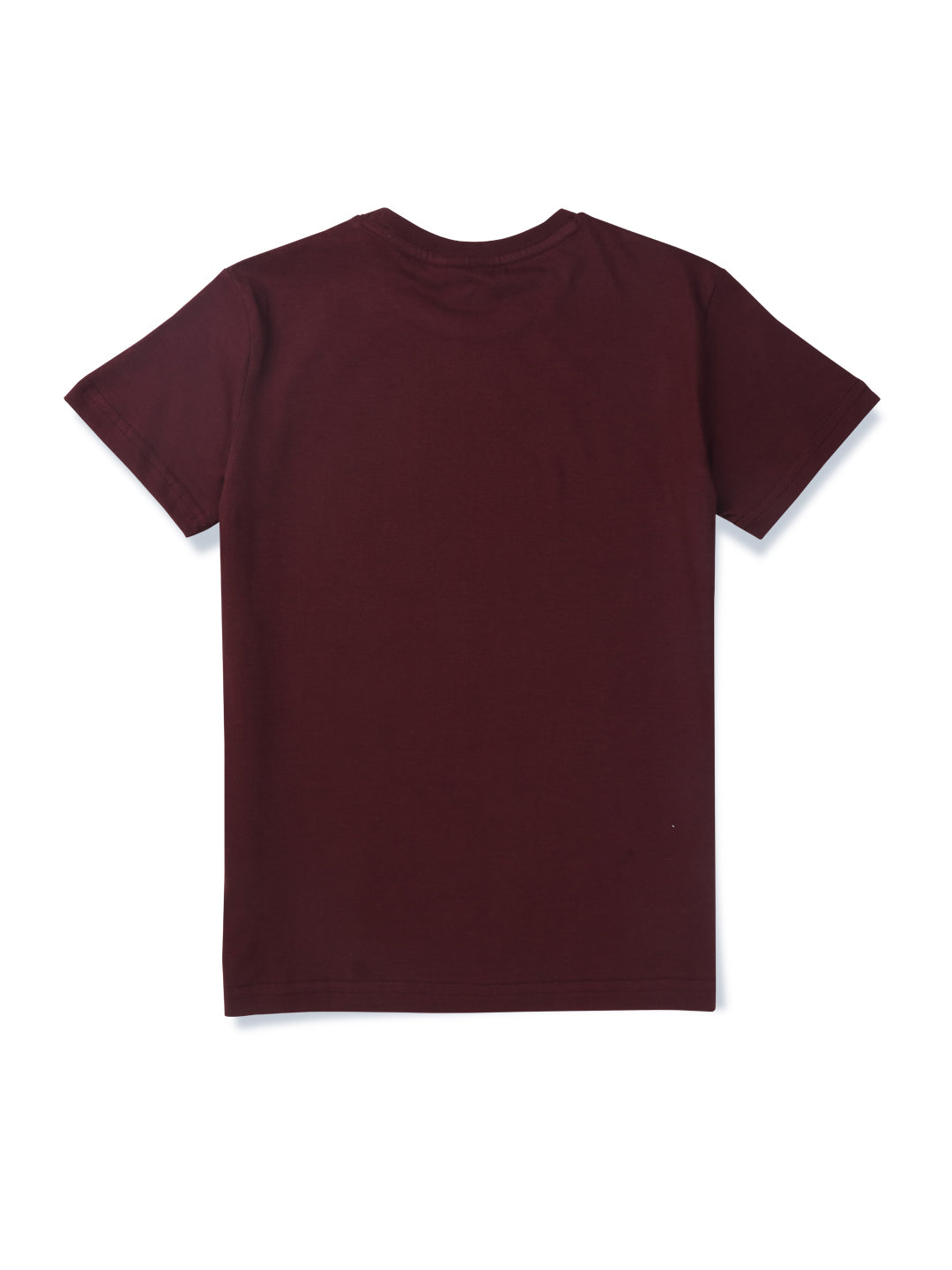 Boys Maroon Printed Cotton T-Shirt